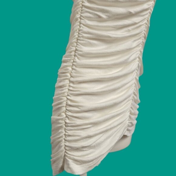 WHITE ruched stretchy spaghetti strap sexy top sizes S M - Picture 6 of 14